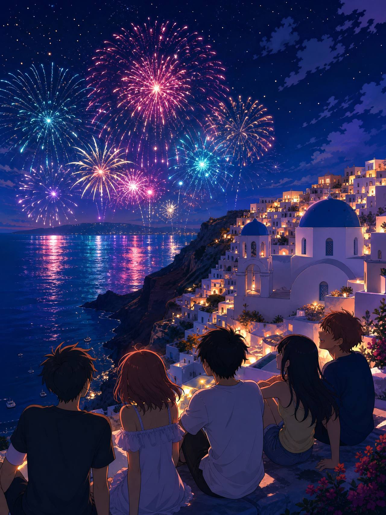 溏心教程动漫-烟花之夜AI场景动漫演示